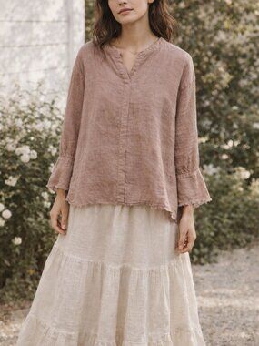 100% Linen Plant-Dyed Blouse - Brand New with Tags